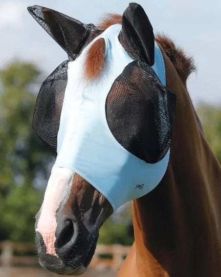 Premiere Equine comfort Tech Extra Lycra Fly Mask Blue mt M, Dressuur, Nieuw, Ophalen of Verzenden, /