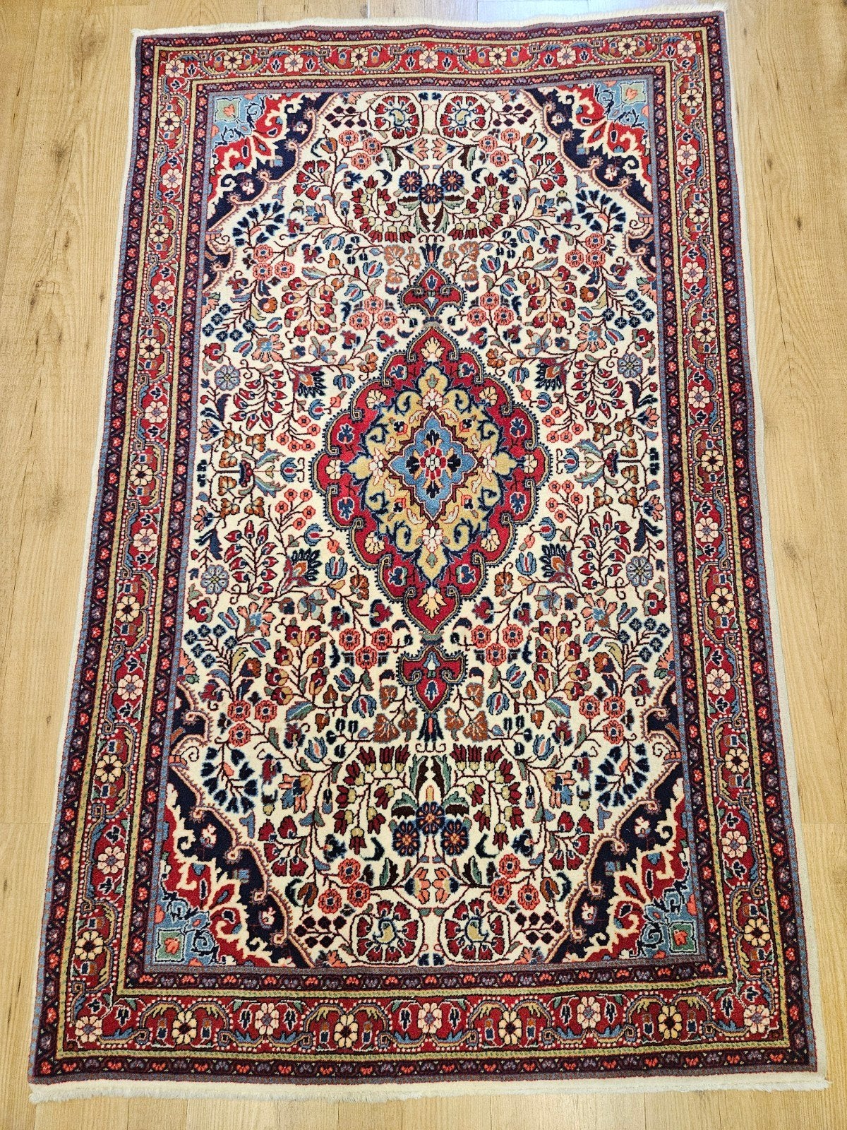 Vintage handgeknoopt perzisch tapijt sarough 166x103, Info@SlatsAntiek.nl, Tweedehands, 100 tot 150 cm, Perzisch