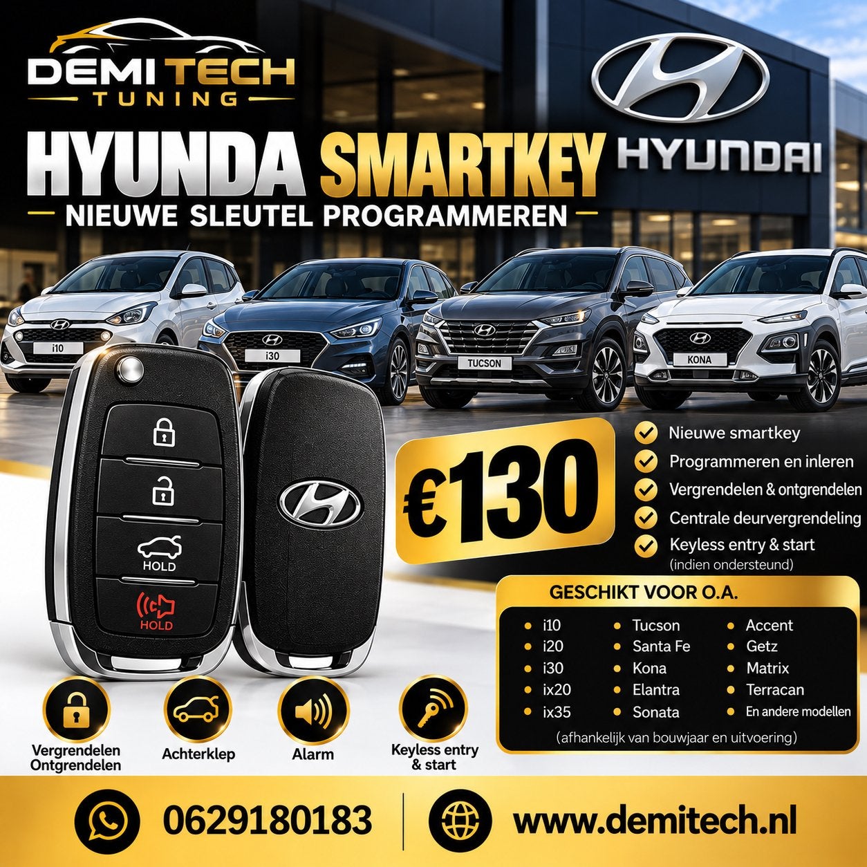 HYUNDAI AUTOSLEUTEL SMARTKEY PROGRAMMEREN, Auto diversen, Ophalen