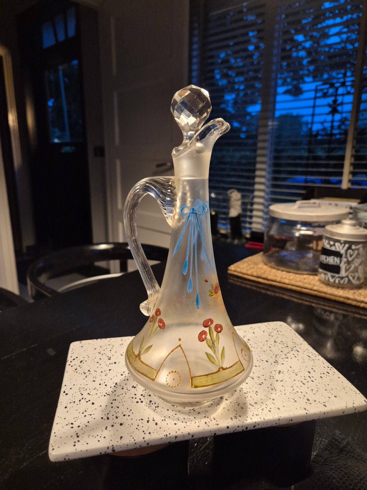 Antieke Art Nouveau / Jugendstil glazen olie- en azijnfles, Antiek en Kunst, Ophalen of Verzenden