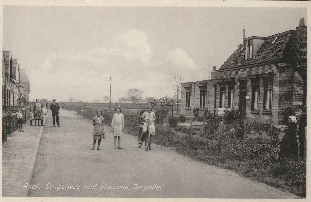 AXEL Singelweg met Diaconie Zorgvliet, Verzenden, 1920 tot 1940, Ongelopen, Zeeland