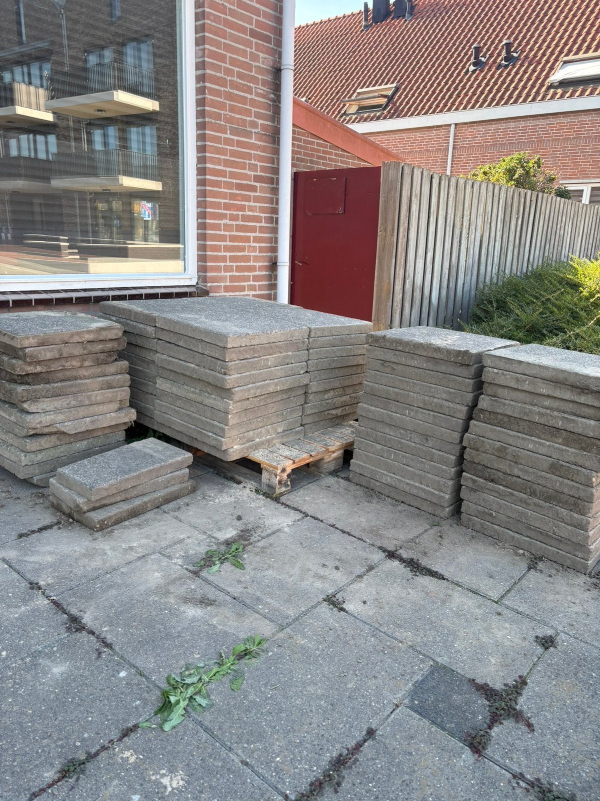 Betontegels 50x50, Tuin en Terras, Tegels en Klinkers, Ophalen, Gebruikt, 10 m² of meer, Beton
