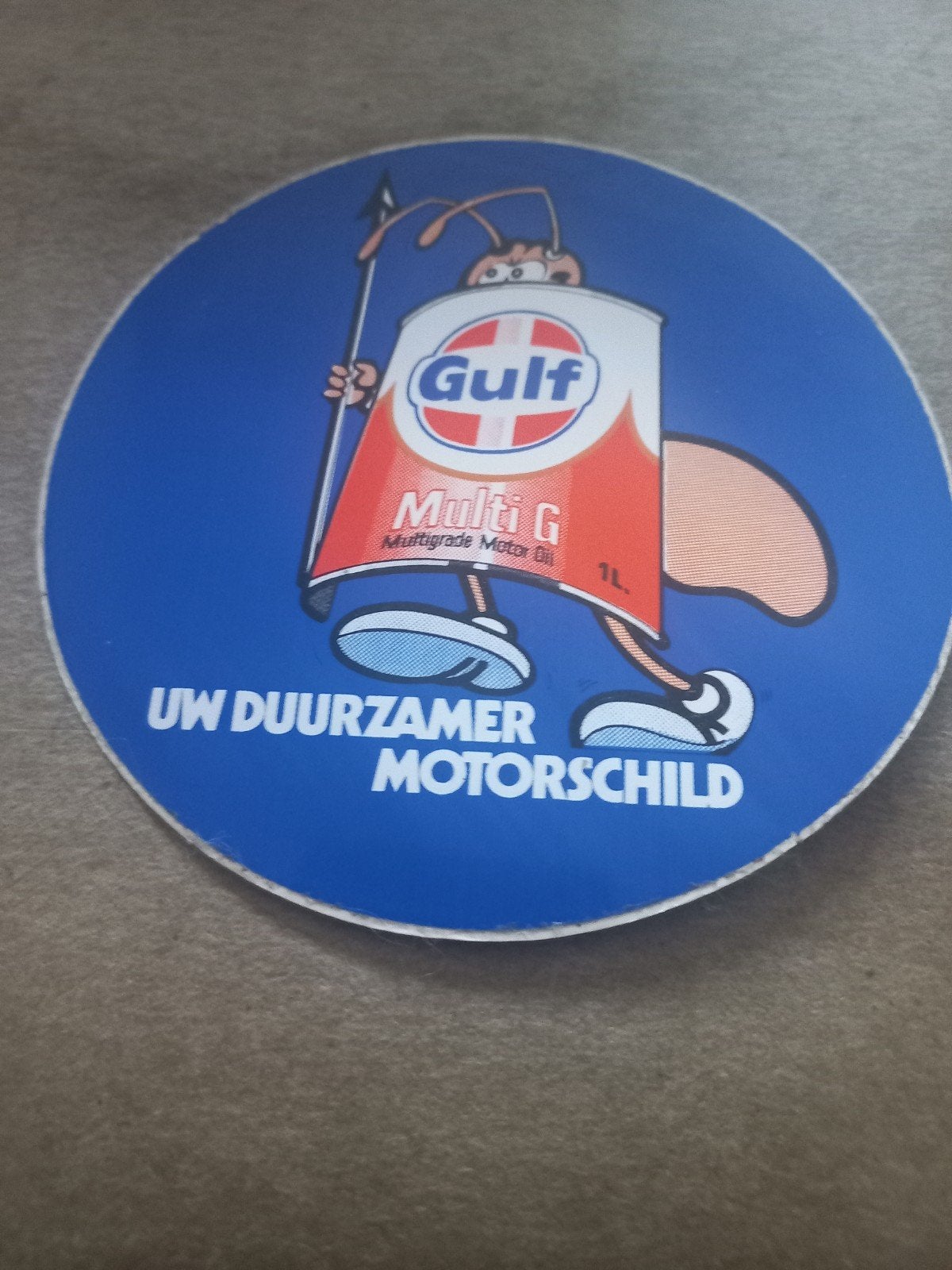 Vintage Gulf Multi G Motorolie Sticker/, Ophalen of Verzenden, Gebruikt