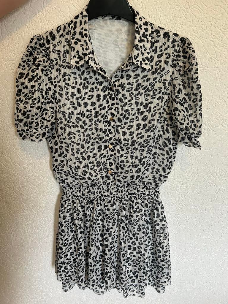 Drole de copine jurk met luipaardprint - Maat S, Zwart, Ophalen of Verzenden, Maat 36 (S), Gedragen