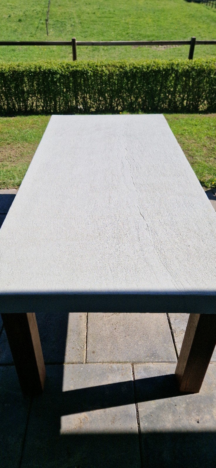 Zware houten tuintafel 210x100 cm., Tuin en Terras, Tuintafels, Ophalen, Gebruikt, Rechthoekig, Hout