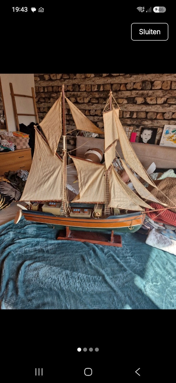 Decoratief Scheepsmodel - Zeilschip met Gebruikssporen, Ophalen of Verzenden, Gebruikt, Overige merken