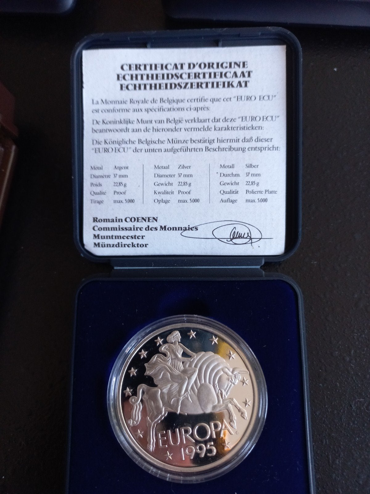 Zilveren Euro Ecu Munt 1995 - Europa, Ophalen of Verzenden, Zilver, Losse munt, Zilver