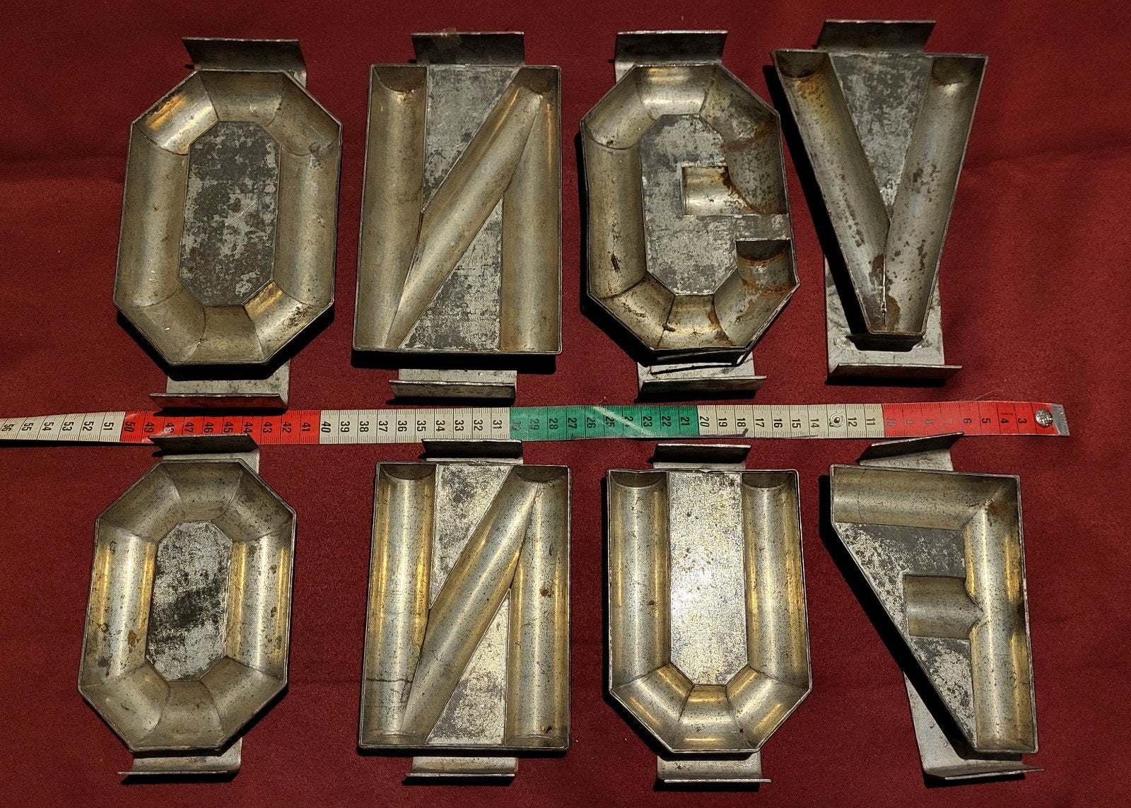Antieke metalen letter bakvormen (O, N, G, V, U, F), Ophalen of Verzenden