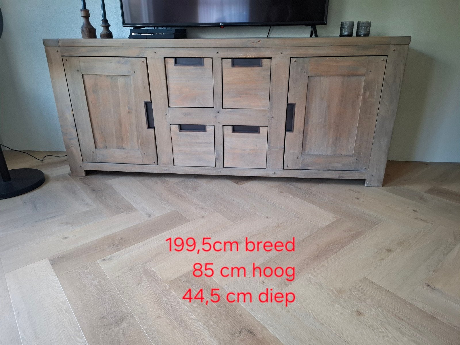 Complete set: Dressoir, salontafel, eettafel en kast, Ophalen, Gebruikt, 150 tot 200 cm, Modern landelijk