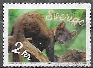 ZWEDEN 2 Kr. zegel - Dieren van het Bos - Boommarter - 2018, Verzenden, Zweden, Gestempeld