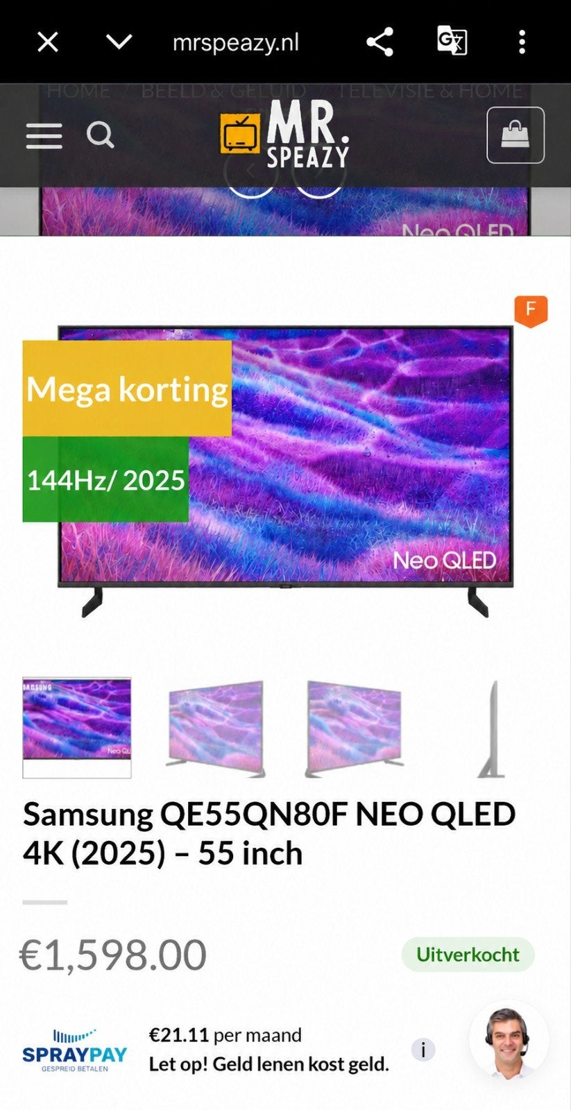 Nieuwe Samsung QE55QN80F Neo QLED 4K (2025) - 55 inch, Ophalen of Verzenden