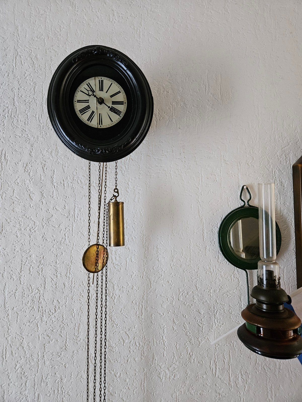 Antieke muurklok, Ophalen, Antiek, Analoog, Met gewichten