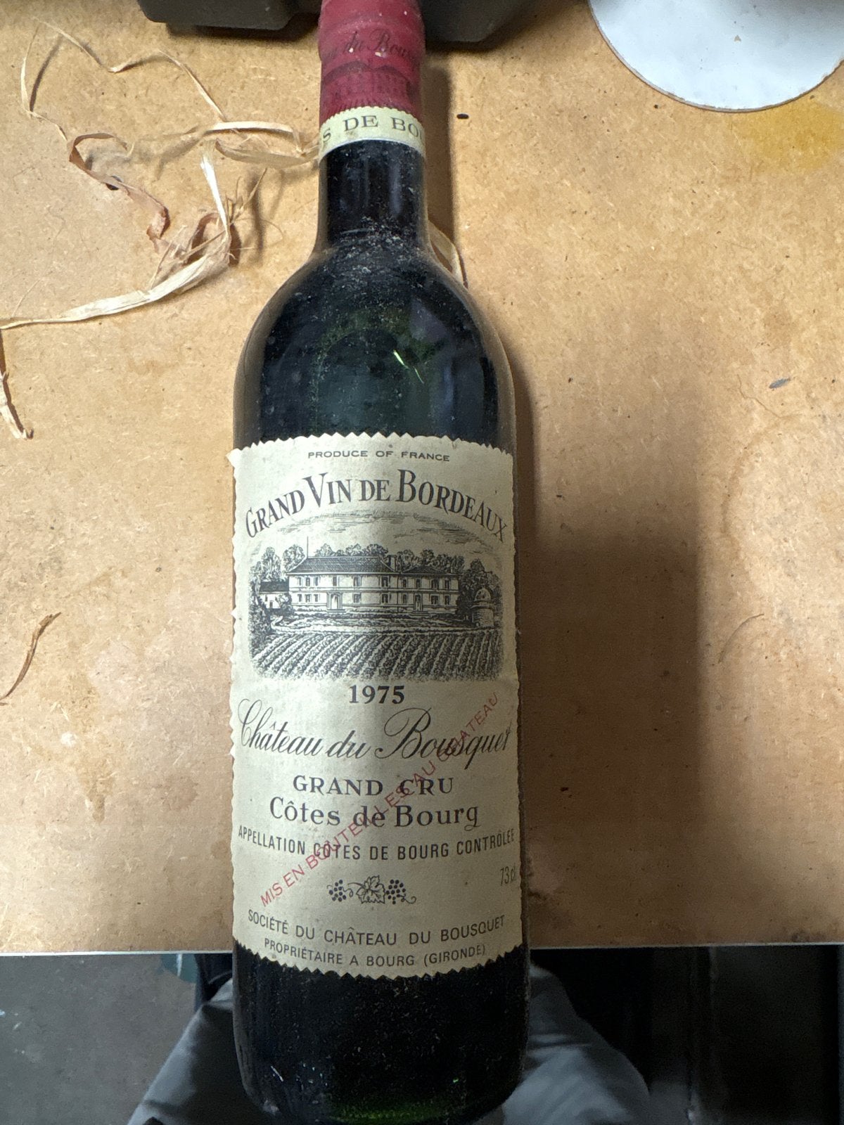 Château du Bousquet Grand Cru 1975 - Rode Wijn Bordeaux, Ophalen of Verzenden, Gebruikt, Frankrijk, Rode wijn