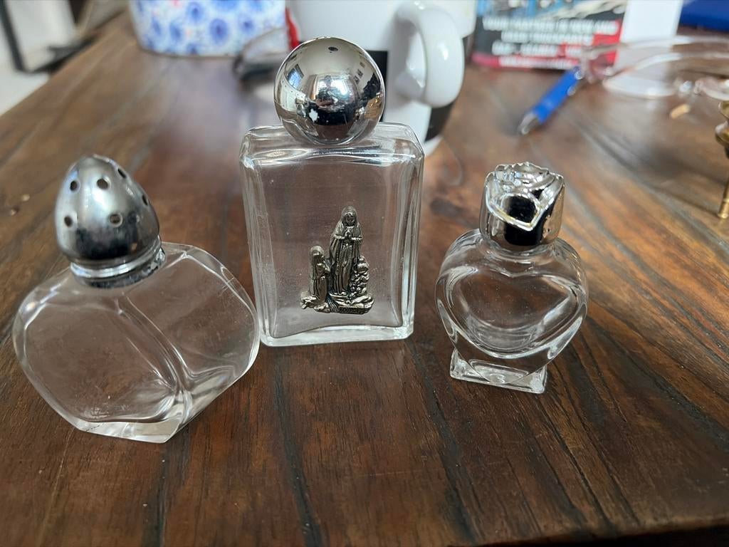 Lourdes waterflesjes - set van 3, Ophalen of Verzenden, Gebruikt