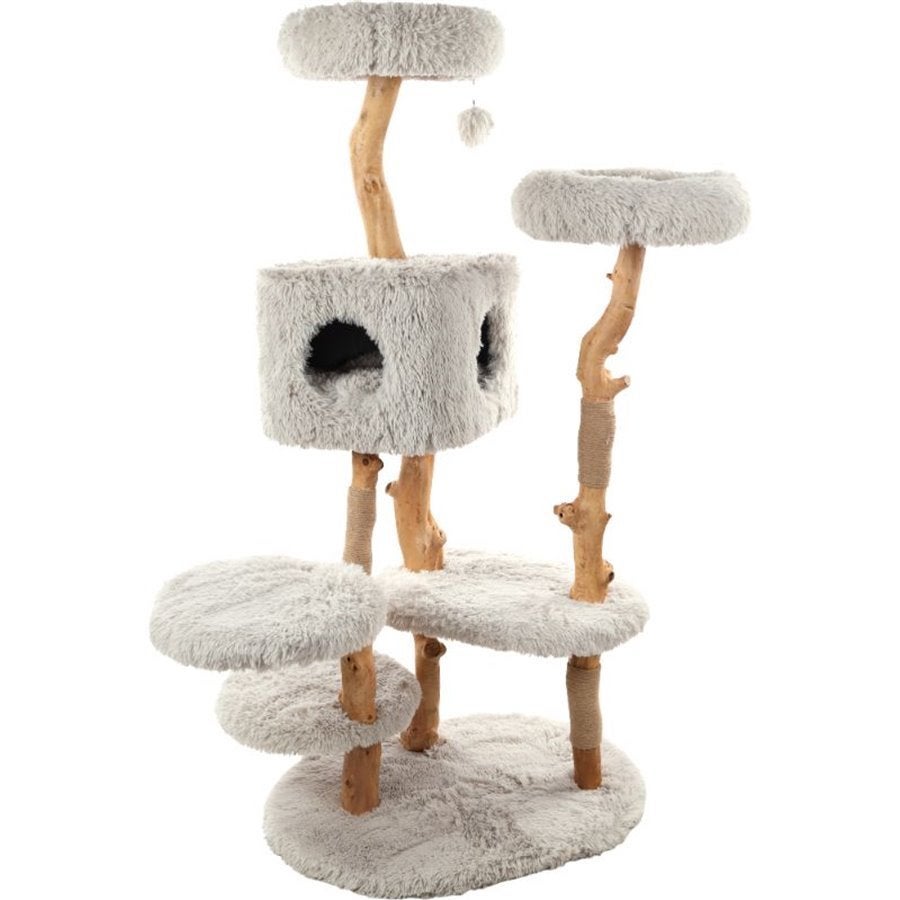 FLAMINGO-Kattenmeubel-Yuna-100x74x163-wit-en-naturel, Ophalen of Verzenden, Nieuw, Krabpaal