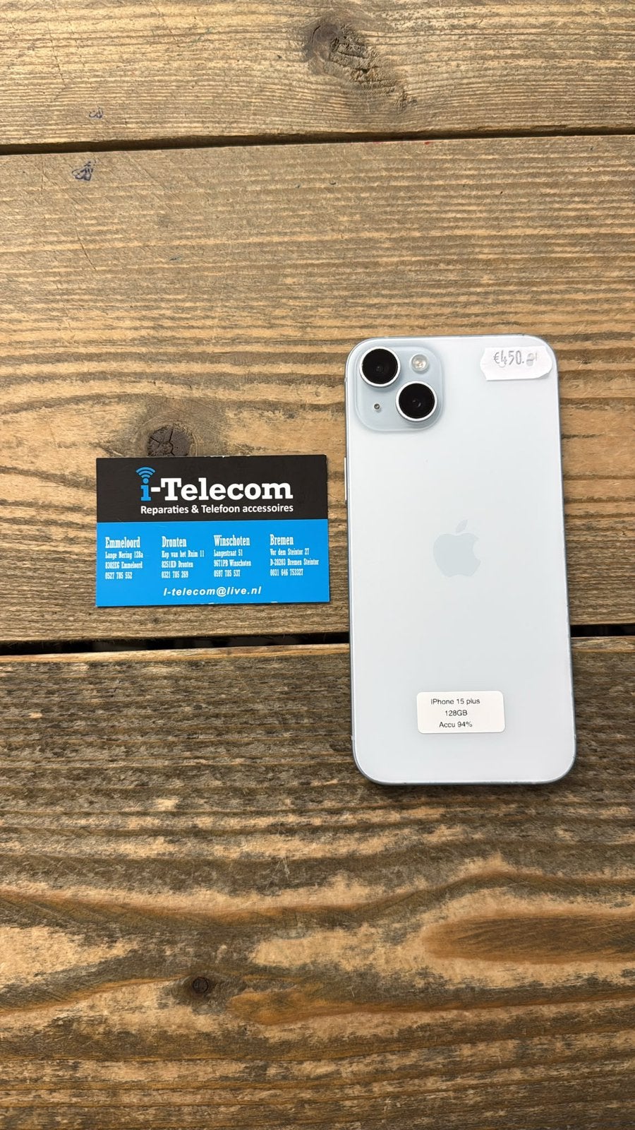 Iphone 15 plus blue 128 GB + garantie 94%, Ophalen of Verzenden, Zo goed als nieuw, Overige typen