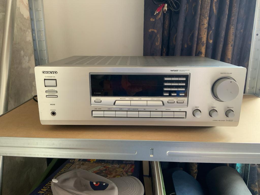 Onkyo TX-8222 Stereo Receiver - Zilver, Ophalen, Zo goed als nieuw, 60 tot 120 watt, Stereo