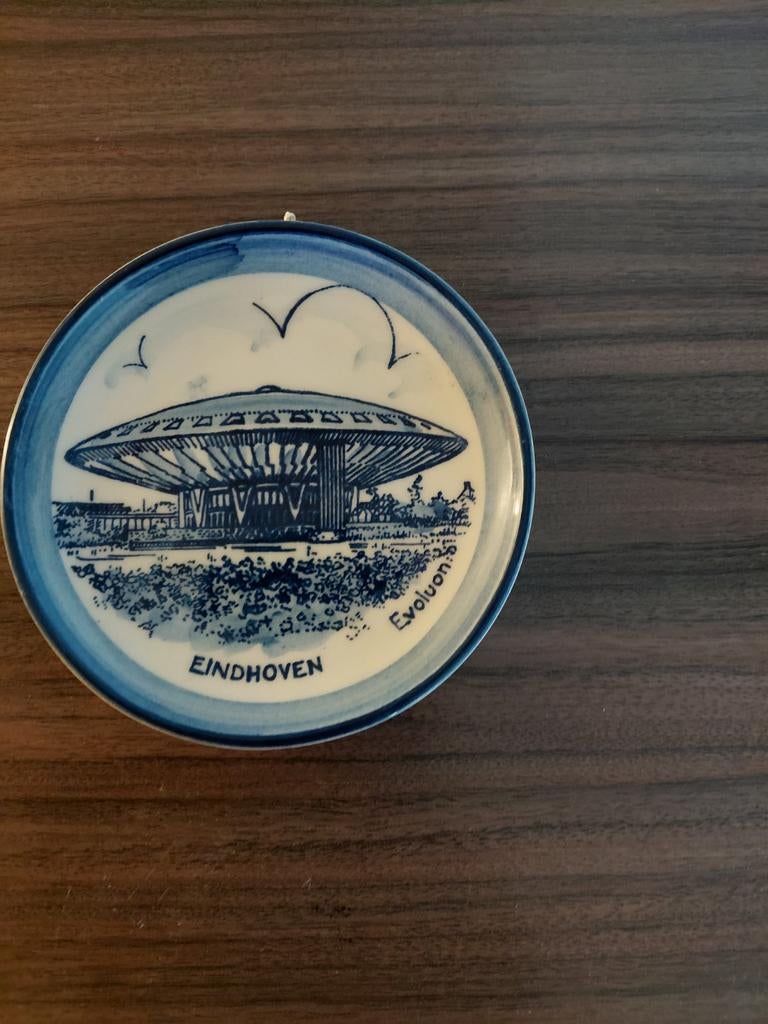 Wandbordje evoluon philps eindhoven delfs blauw zeldzaam, Antiek en Kunst, Ophalen of Verzenden