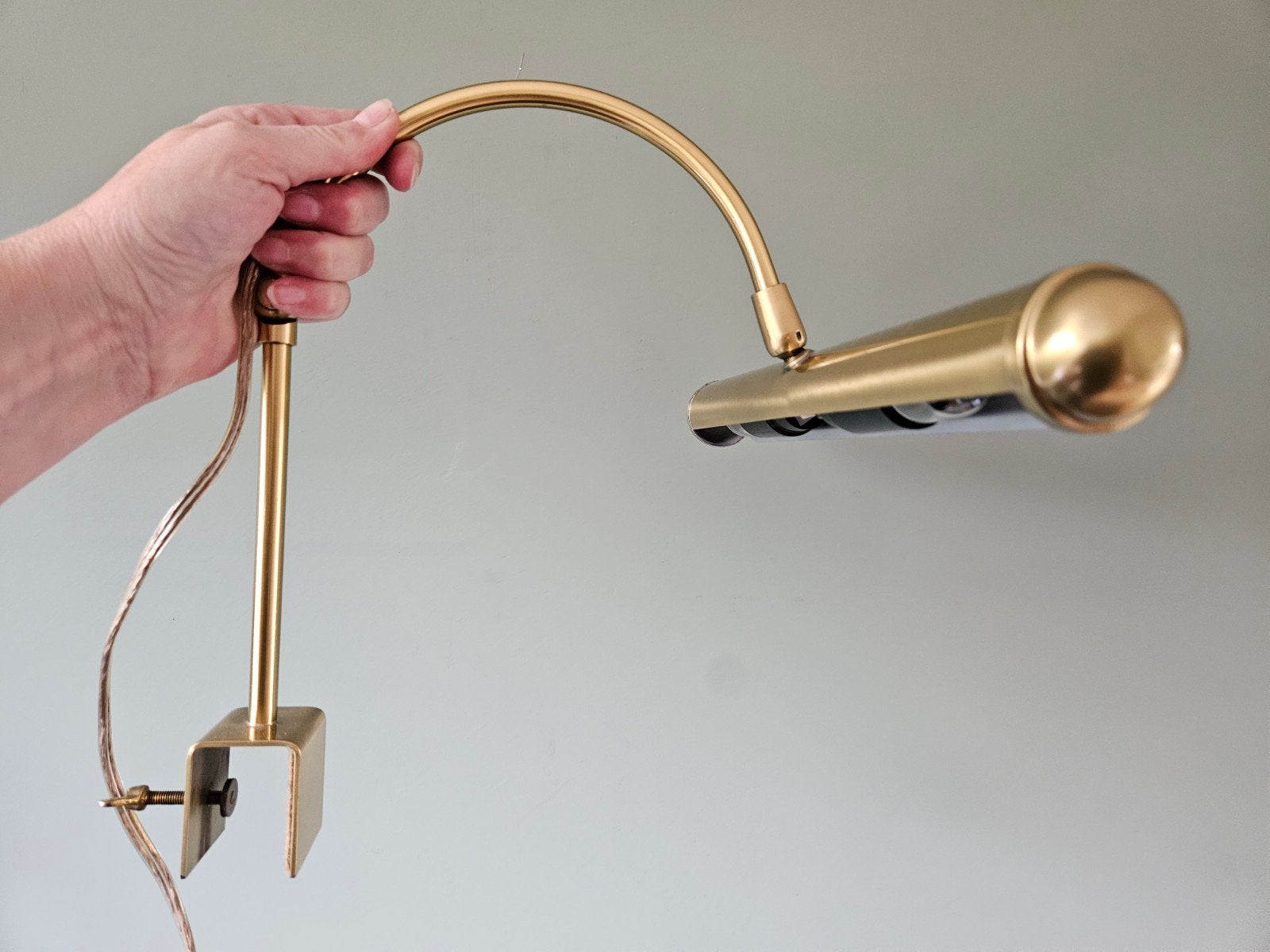 Vintage messing klemlamp - schilderijlamp, Ophalen of Verzenden, Metaal