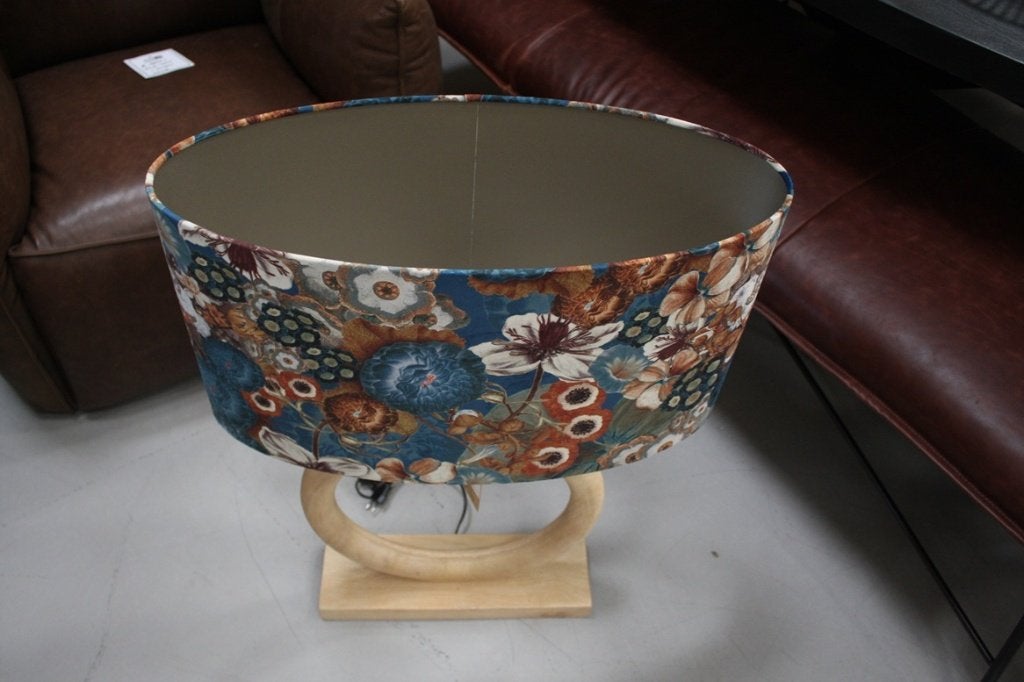 Prachtige tafellamp Nubia hout ovaal bloemen Light & Living, Met schakelaar, Zo goed als nieuw, Hout, E27 (groot)
