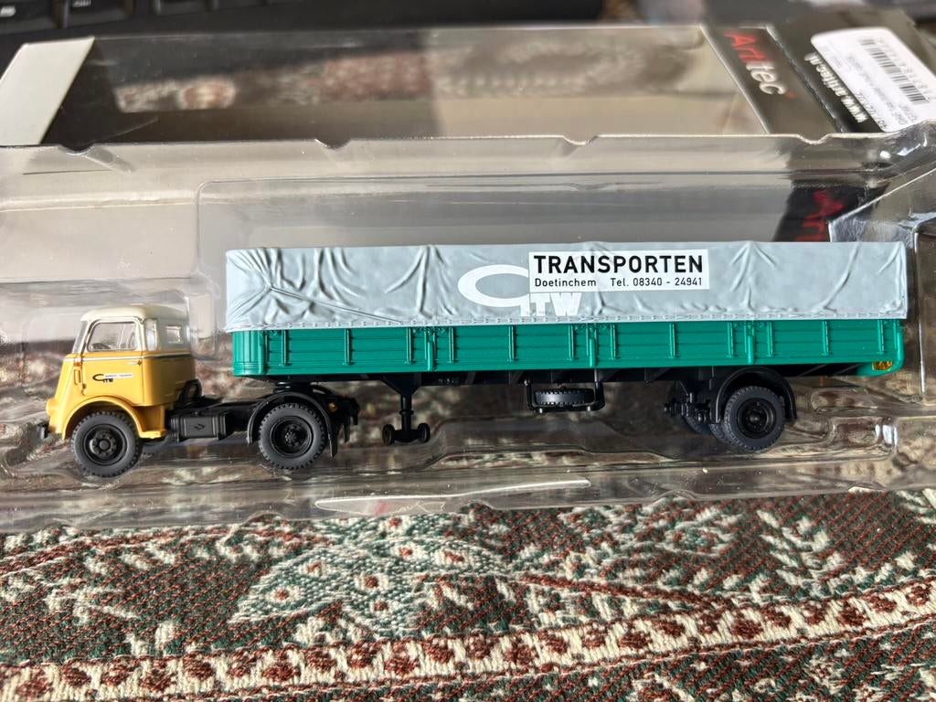 Artitec daf cabine ‘59 met GTW Transporten trailer, Hobby en Vrije tijd, Modelauto's | 1:87, Ophalen of Verzenden, Nieuw, Bus of Vrachtwagen