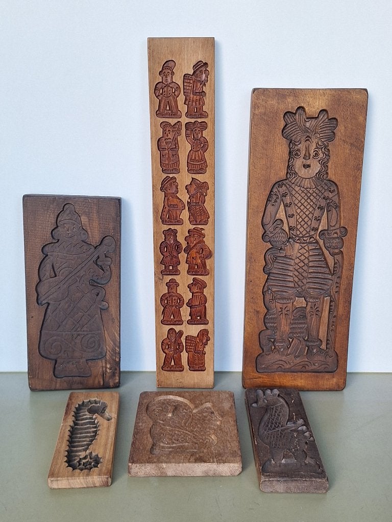 lot 6st vintage antieke retro grote speculaasplank koekplank, Ophalen of Verzenden