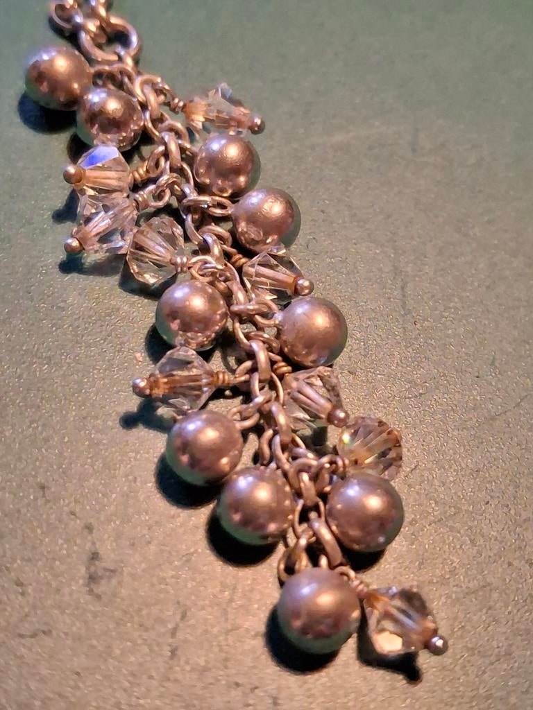 Zilveren ketting met hanger bergkristal, Antiek en Kunst, Antiek | Goud en Zilver, Ophalen of Verzenden