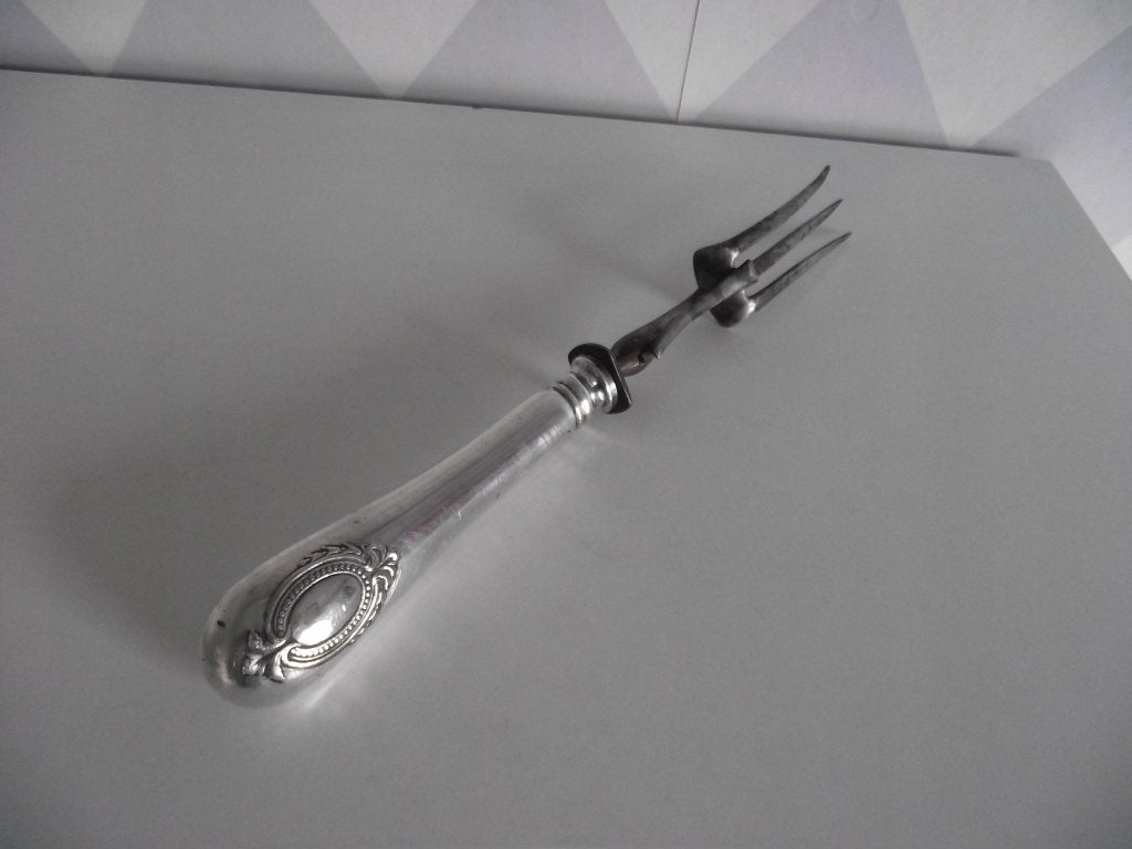 vintage verzilverd medaillon trancheervork 27 cm France 1930, Antiek en Kunst, Ophalen of Verzenden