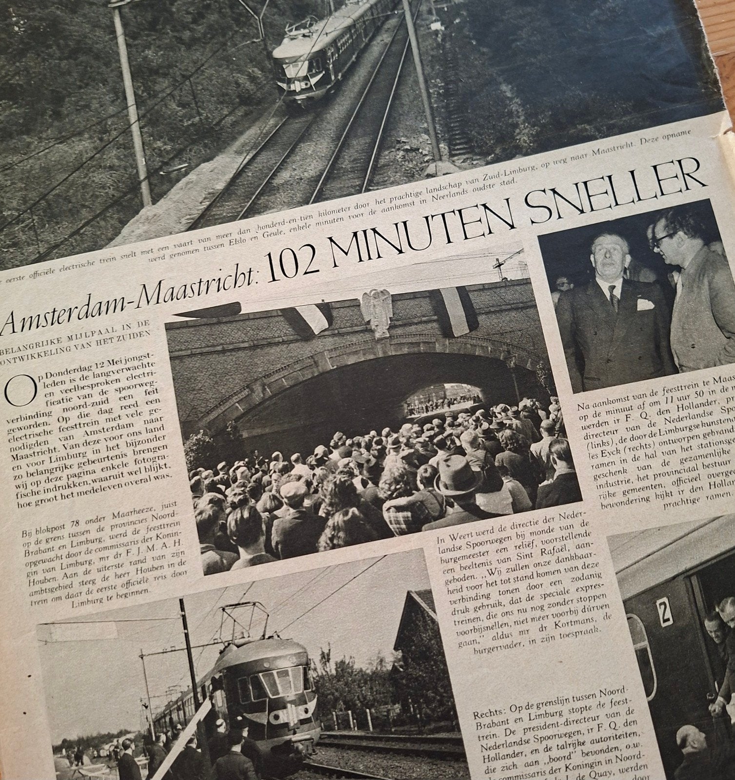 artikel uit tijdschrift '49 A'dam/Mstr 102 min sneller trein, Ophalen of Verzenden, Nieuw, Trein, Kaart of Prent