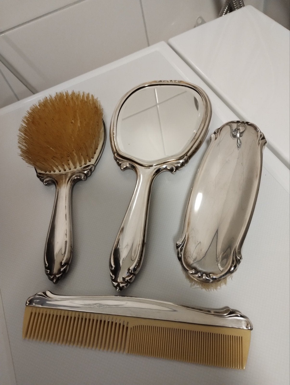 Vintage Alpaca Hoka verzilverde toiletset, Ophalen of Verzenden