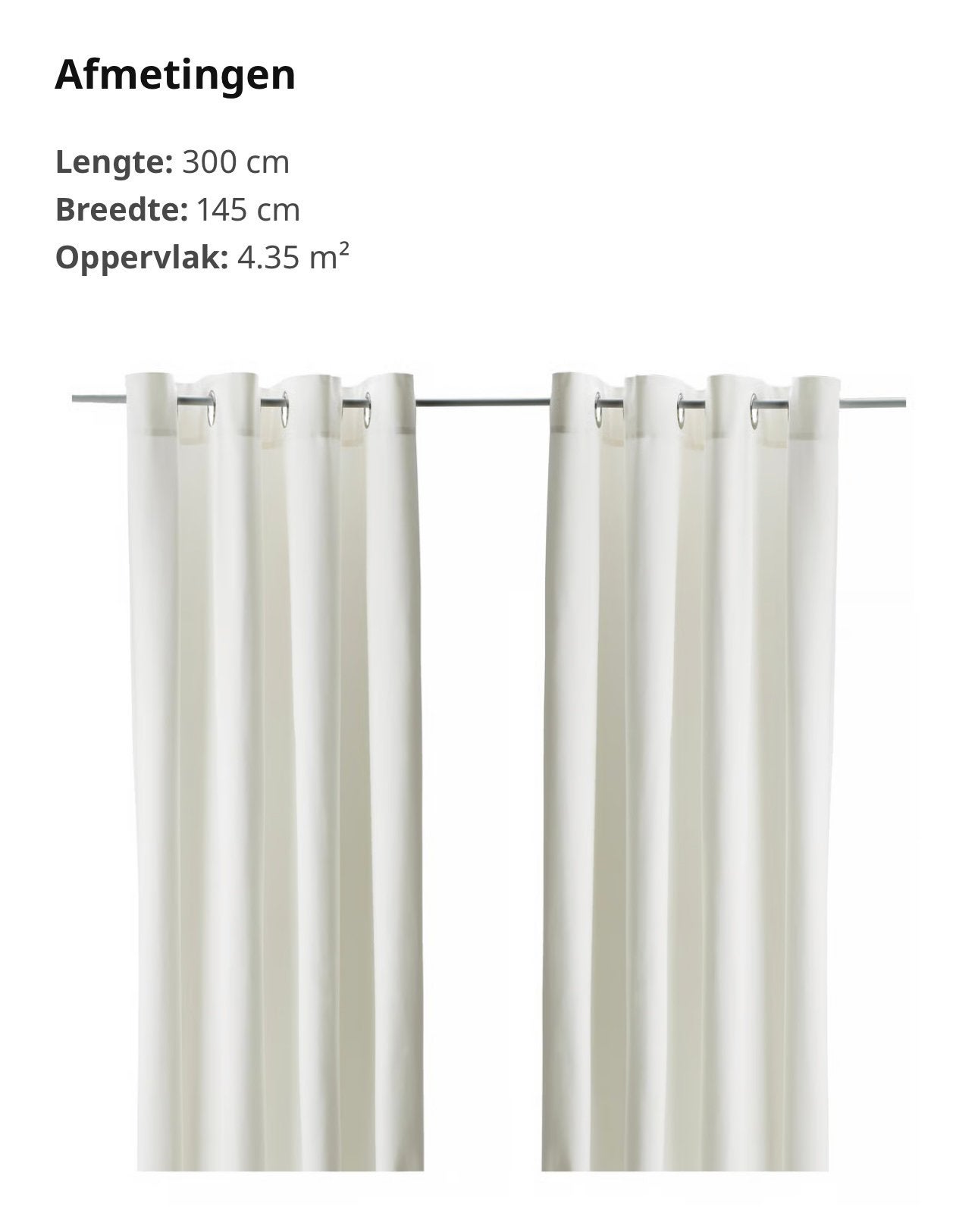 IKEA MERETE Gordijn - Wit, 1 stuk, Ophalen, 100 tot 150 cm, 200 cm of meer, Wit