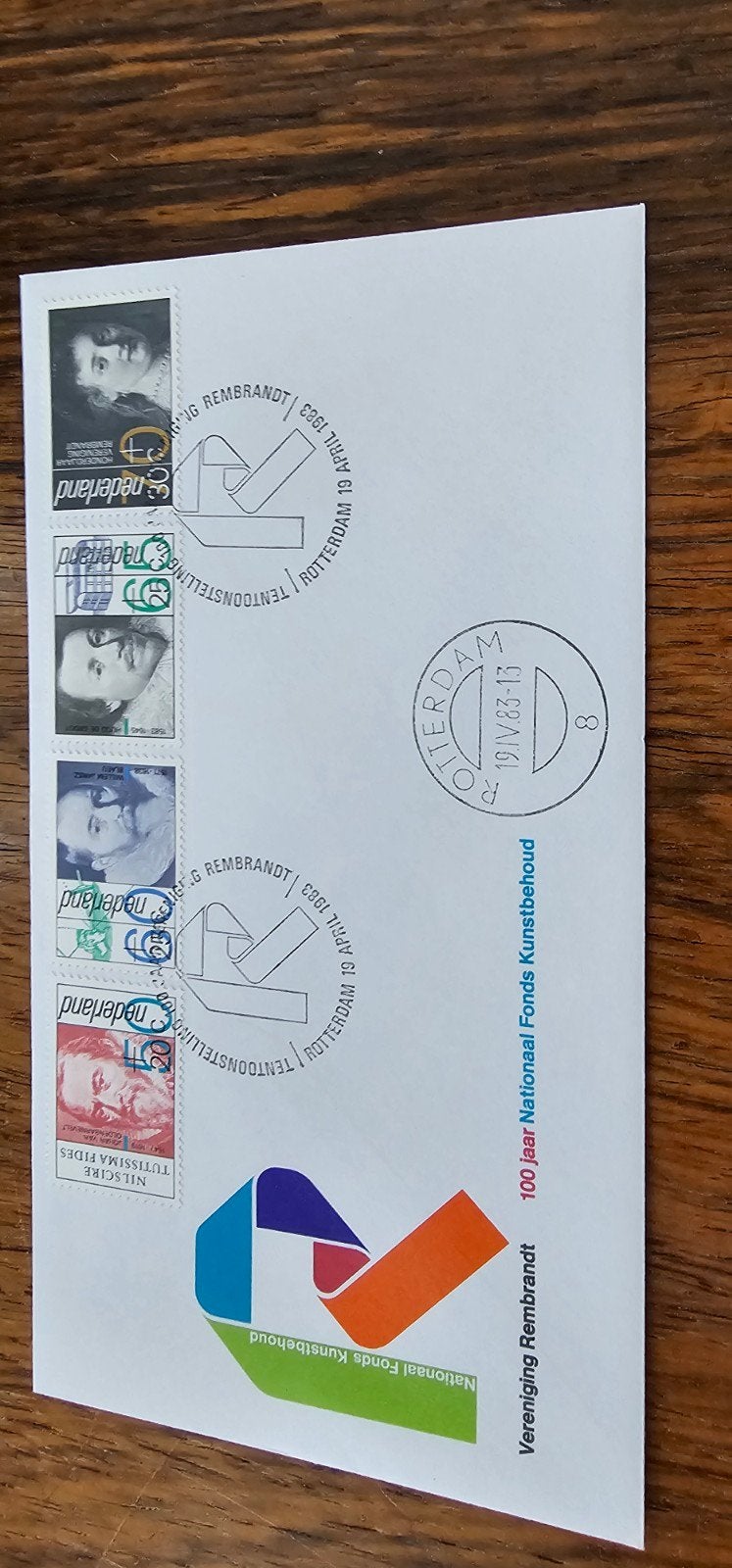 Envelop 100 jaar Vereniging Rembrandt, 1983, Postzegels en Munten, Verzenden, Envelop