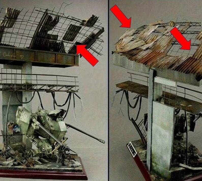 Set met 13 metalen golfplaten (1:35 diorama's), Ophalen of Verzenden, Zo goed als nieuw, 1:35 tot 1:50, Diorama