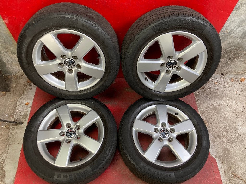 Lichtmetalen velgen Volkswagen Golf 5, 6 205/55R16 Continent, Gebruikt, 16 inch, ., Banden en Velgen