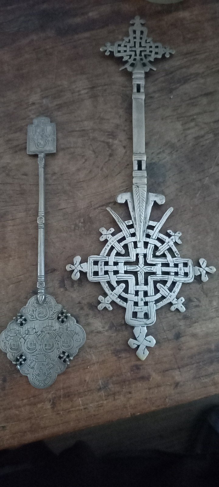 Antieke Etiopische koptisch orthodoxe handkruizen, Ophalen of Verzenden