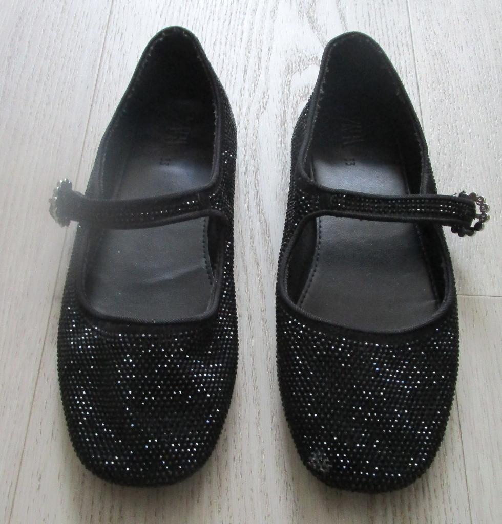 Zara Zwarte Glitter Mary Jane Ballerina's – Maat 33, Gebruikt, Meisje, Schoenen, Ophalen of Verzenden