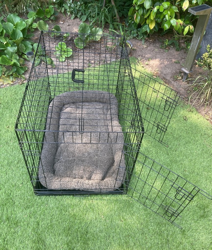 Zwart metalen bench , 93 x 57 x 64 cm, inklapbaar., Ophalen, Gebruikt
