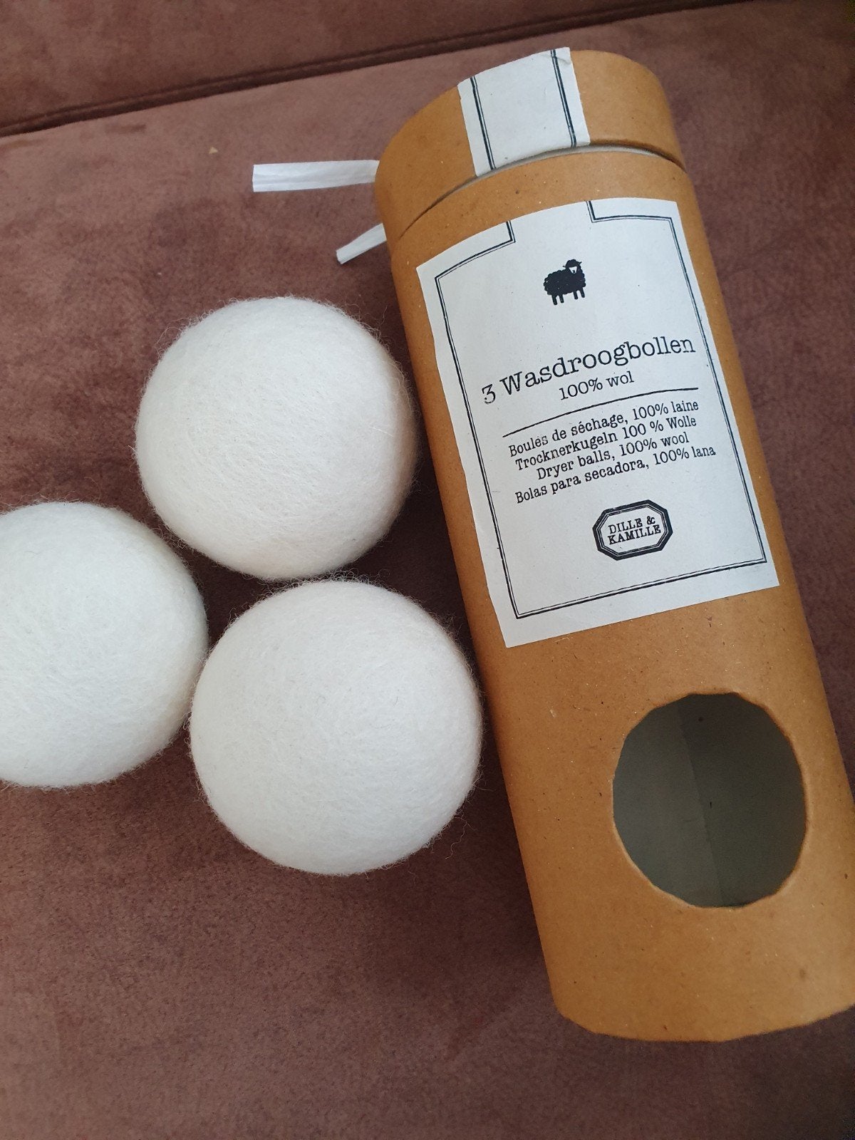 3 Wasdroogbollen 100% wol van Dille & Kamille, Ophalen of Verzenden, Nieuw