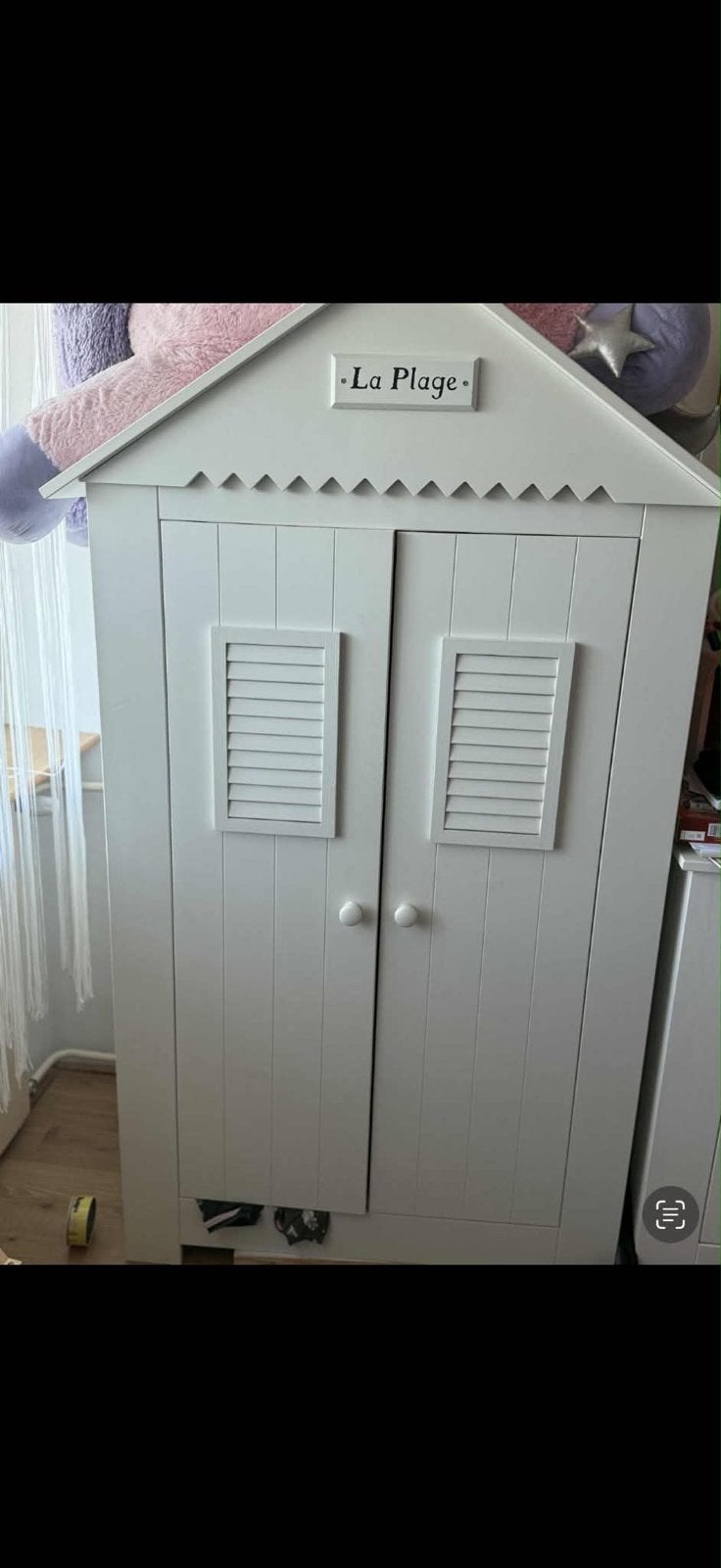 Witte kinderkast 'La Plage' met strandhuis-design, Ophalen, Gebruikt, 70 cm of meer, 105 cm of meer