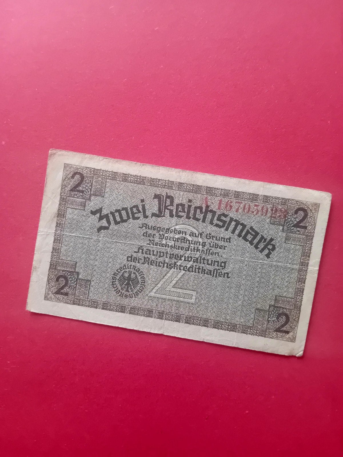 Zwei Reichsmark biljet uit Duitsland, Ophalen of Verzenden
