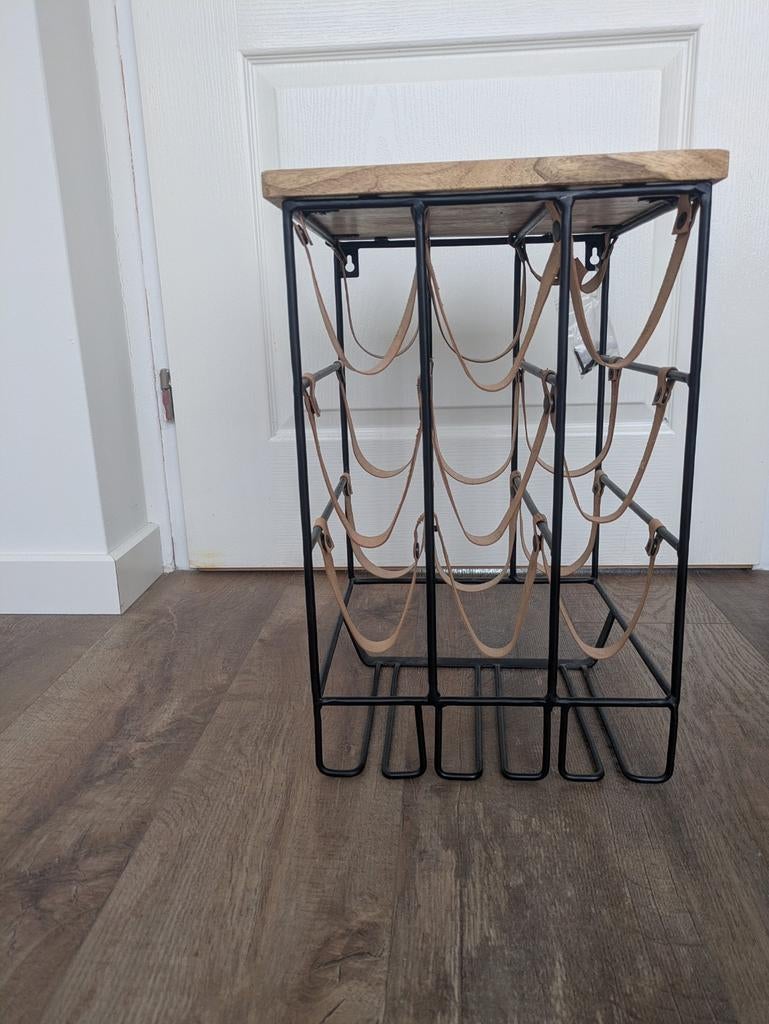 Wijnrek Julie Mangohout, Huis en Inrichting, Woonaccessoires | Wijnrekken, Ophalen, Zo goed als nieuw, Metaal, 5 tot 15 flessen