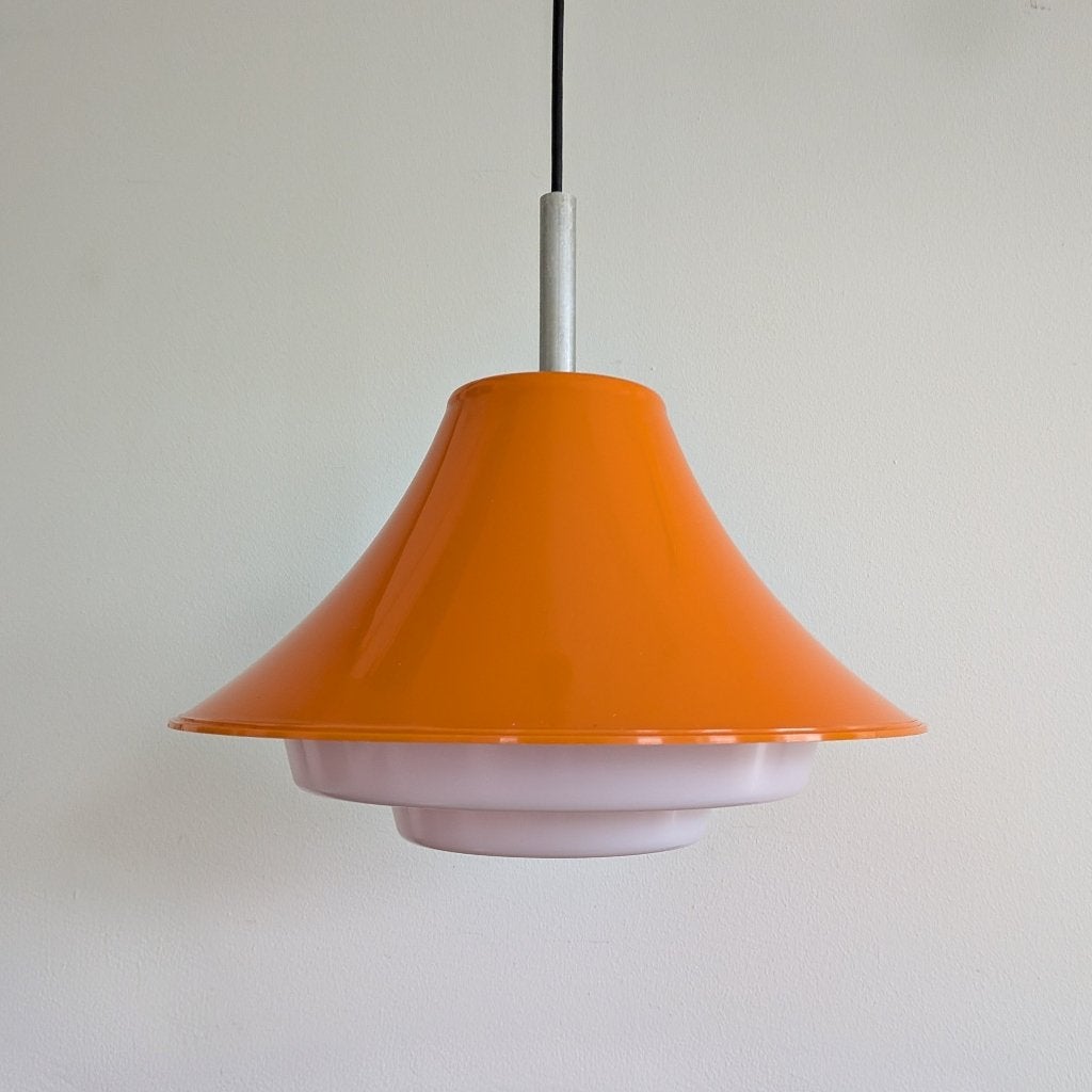 Vintage design Space Age Oranje Wit Lamp Acryl 70s, Ophalen of Verzenden, Kunststof, Vintage design, E27 (groot)