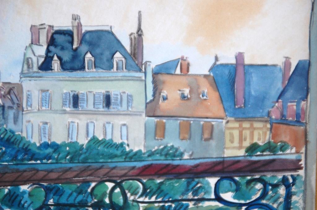 Aquarel /Franse kunstenaar een aquarel, Huis en Inrichting, Woonaccessoires | Schilderijen, Tekeningen en Foto's, Ophalen of Verzenden