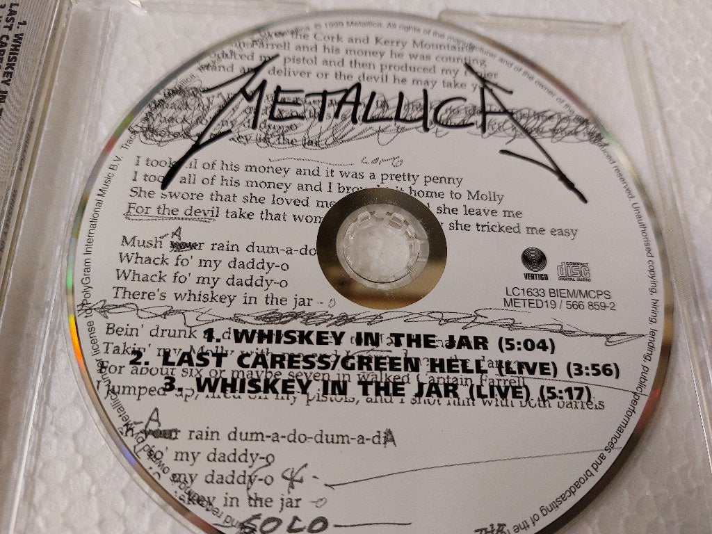 Metallica CD-SINGLE Whiskey In The Jar Part 3 1999, Cd's en Dvd's, Cd Singles, Ophalen of Verzenden, Zo goed als nieuw, Rock en Metal