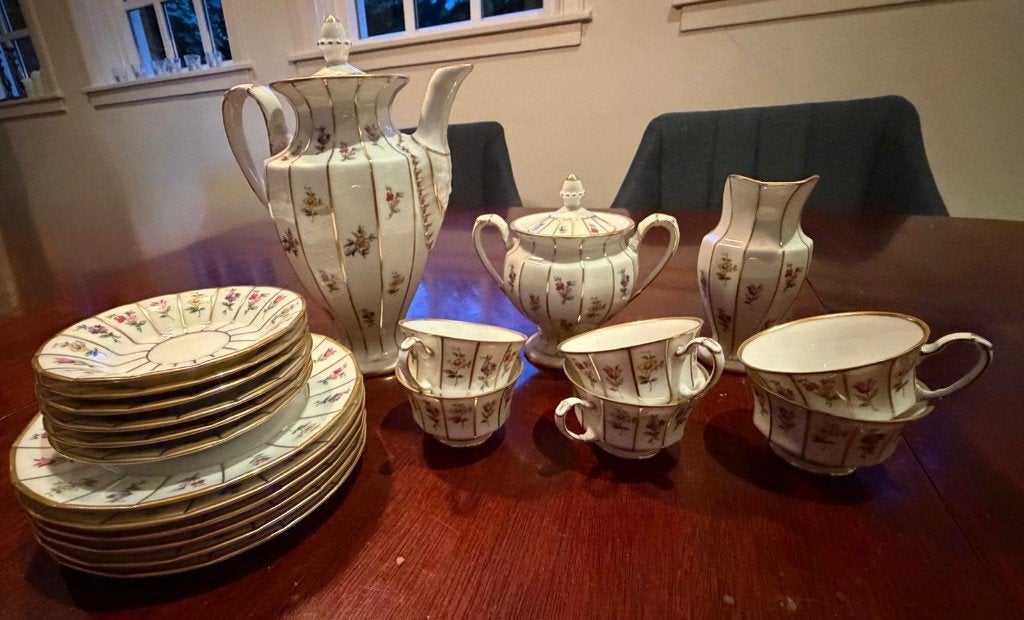 Furstenberg Grecque Mille Fleurs koffie en thee set, Ophalen of Verzenden