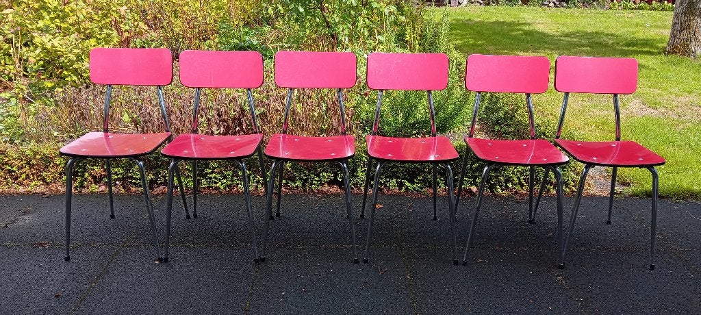 6 formicastoelen vintage, Huis en Inrichting, Jaren 60, Ophalen of Verzenden, Vijf, Zes of meer stoelen, Rood