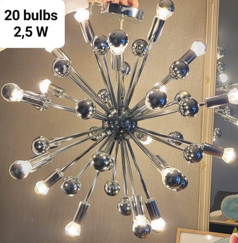 Grote Sputnik satelliet chromen bollen lamp met 20 spots, Ophalen