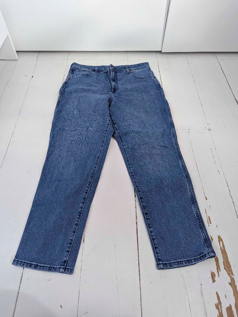 Blauwe mom jeans van Wrangler, Blauw, Zo goed als nieuw, W30 - W32 (confectie 38/40), Wrangler