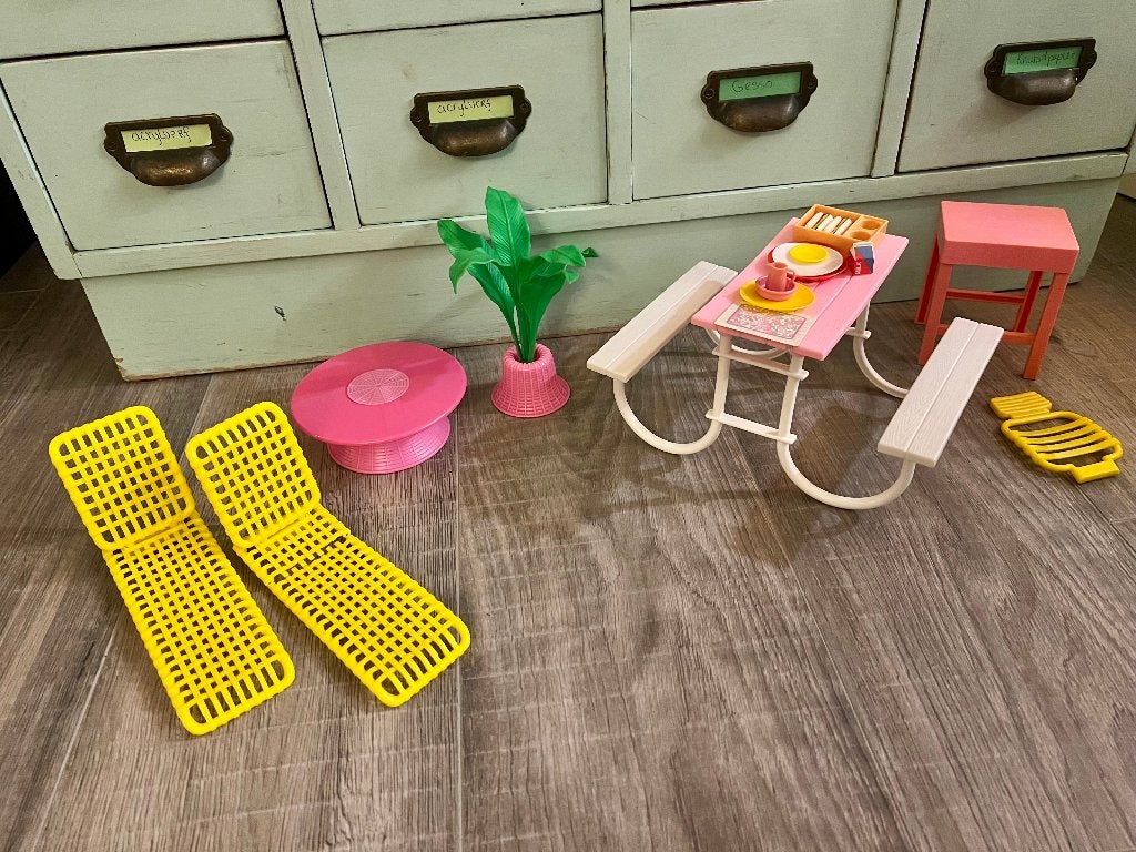 Vintage barbie mattel picknick set picknicktafel accessoires, Ophalen of Verzenden, Gebruikt, Barbie