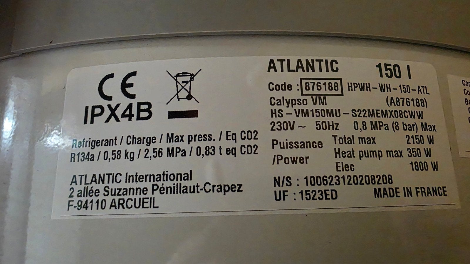 Foto 2 van Atlantic Calypso VM 150L warmtepompboiler